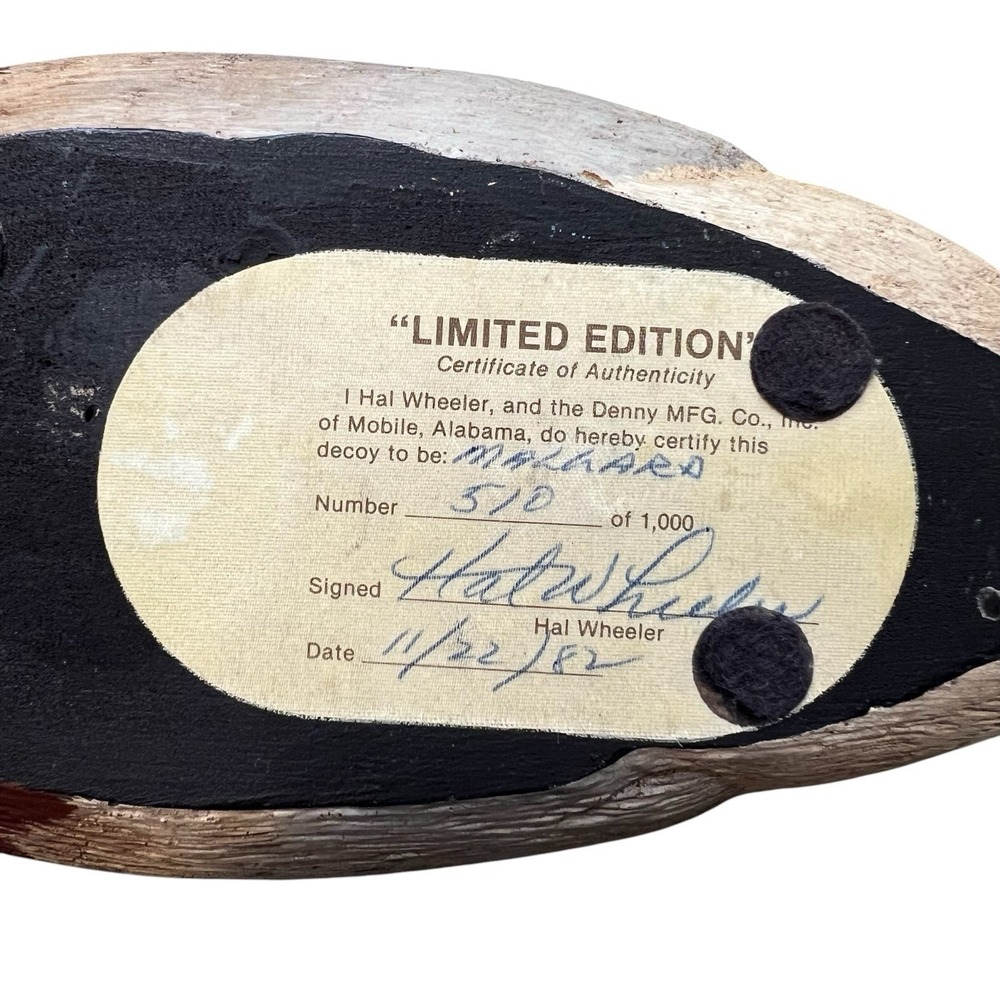 Hal Wheeler Duck Decoy Mallard Drake Hand Carved Signed Original Wood Carving - Picture 11 of 12